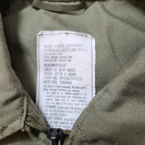 VINTAGE USA Lightweight Flyers Flight Jacket SZ M R (Expandable Wrist & Waist) - Picture 2 of 8